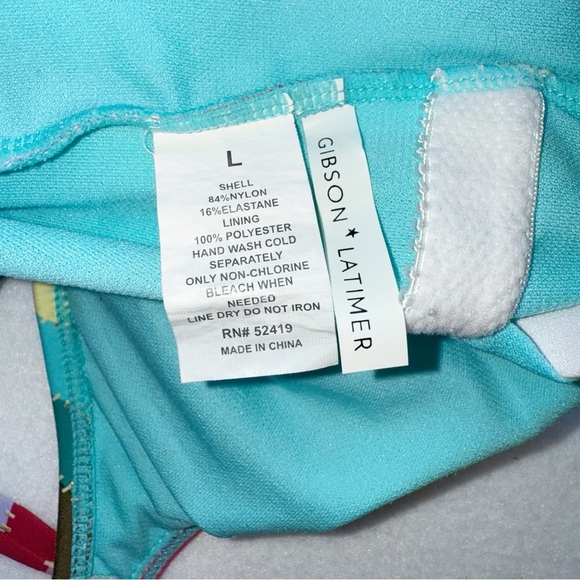 Gibson Latimer Multicolor Rainbow and gold striped One-Piece Swimsuit size Large - Picture 4 of 8